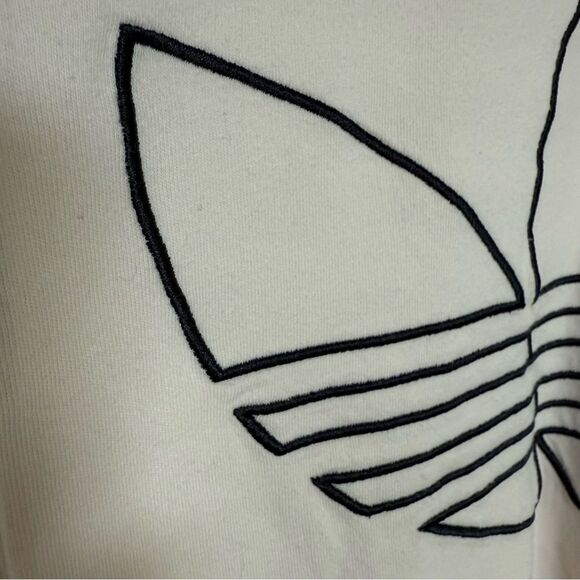 Adidas T-Shirt Mens Sz S Ivory Crewneck Embroidered Trefoil Logo RARE - Picture 3 of 13
